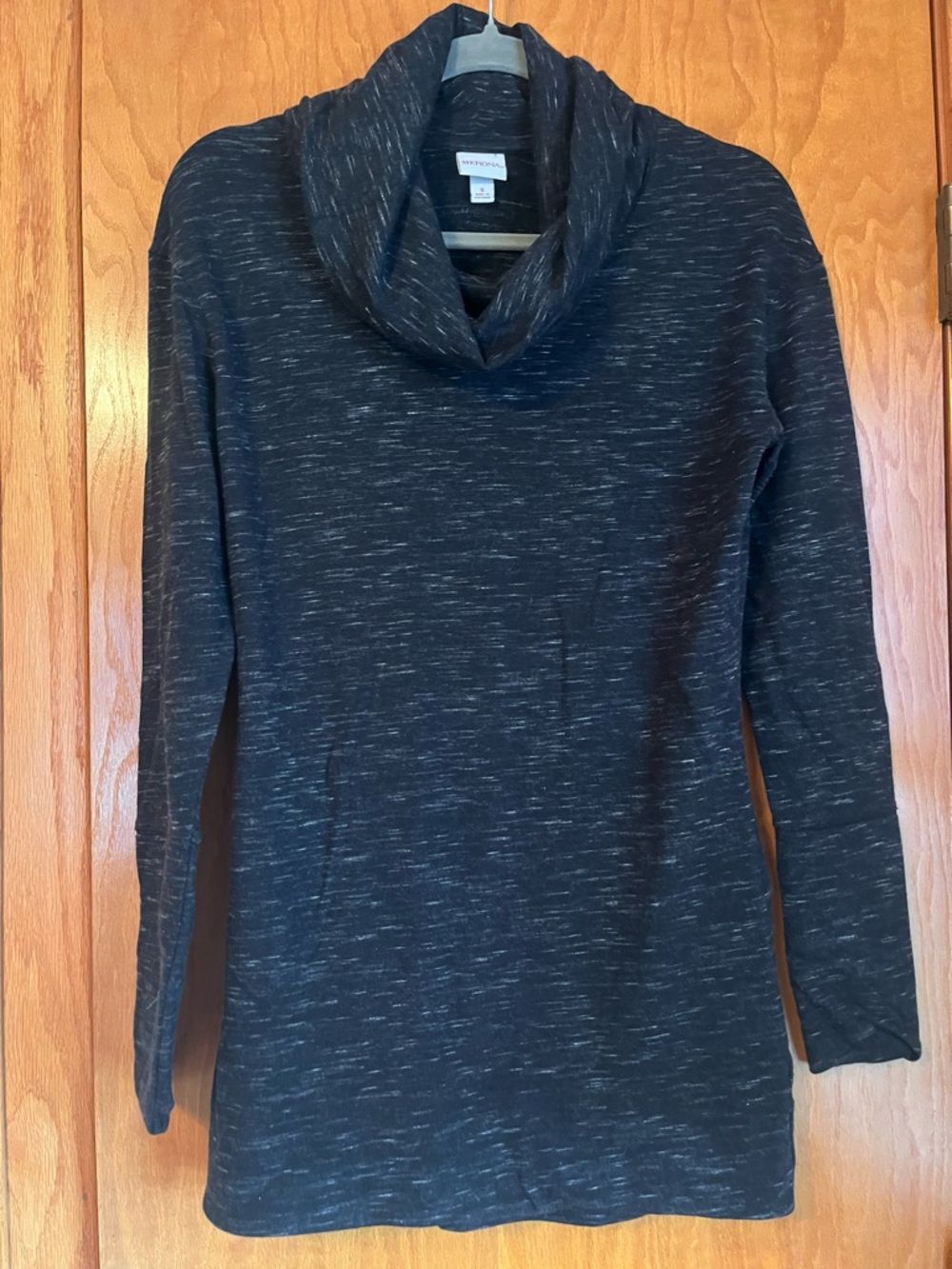 Merona Black Heathered Cowl Neck Sweater